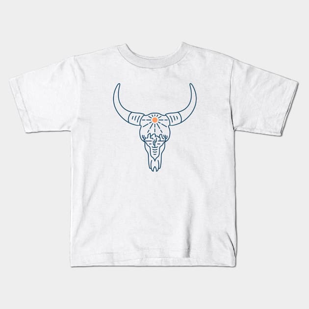 Cow Skull Desert Cactus Kids T-Shirt by VEKTORKITA